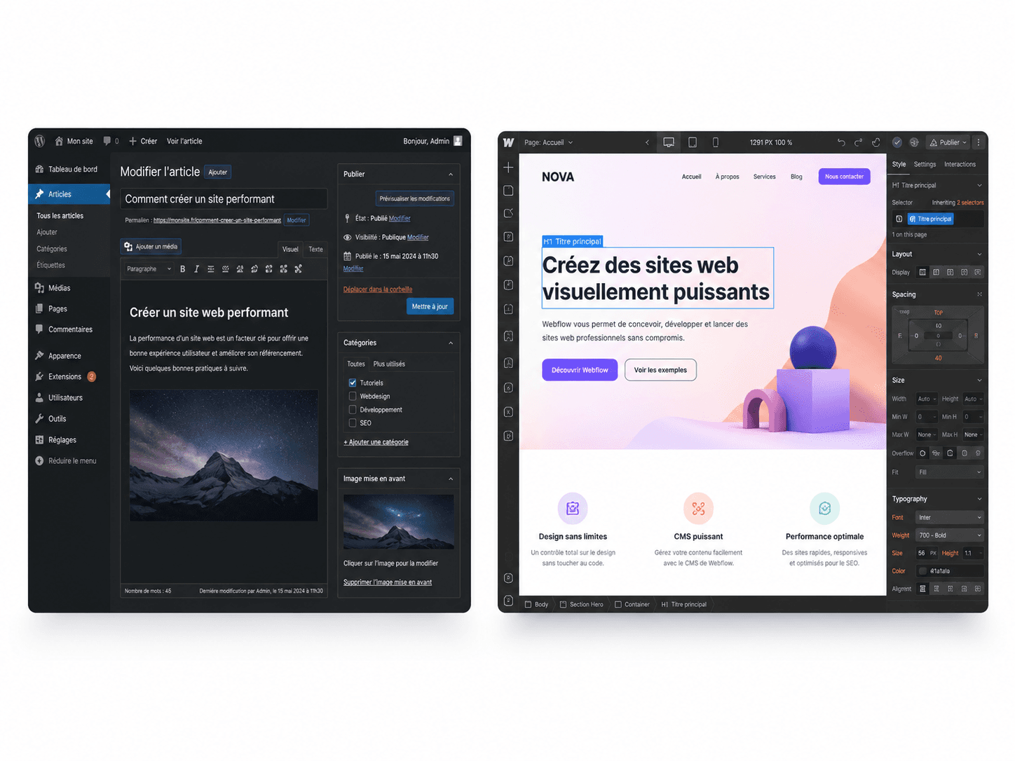 Webflow ou WordPress : lequel choisir pour le site de votre activité ?